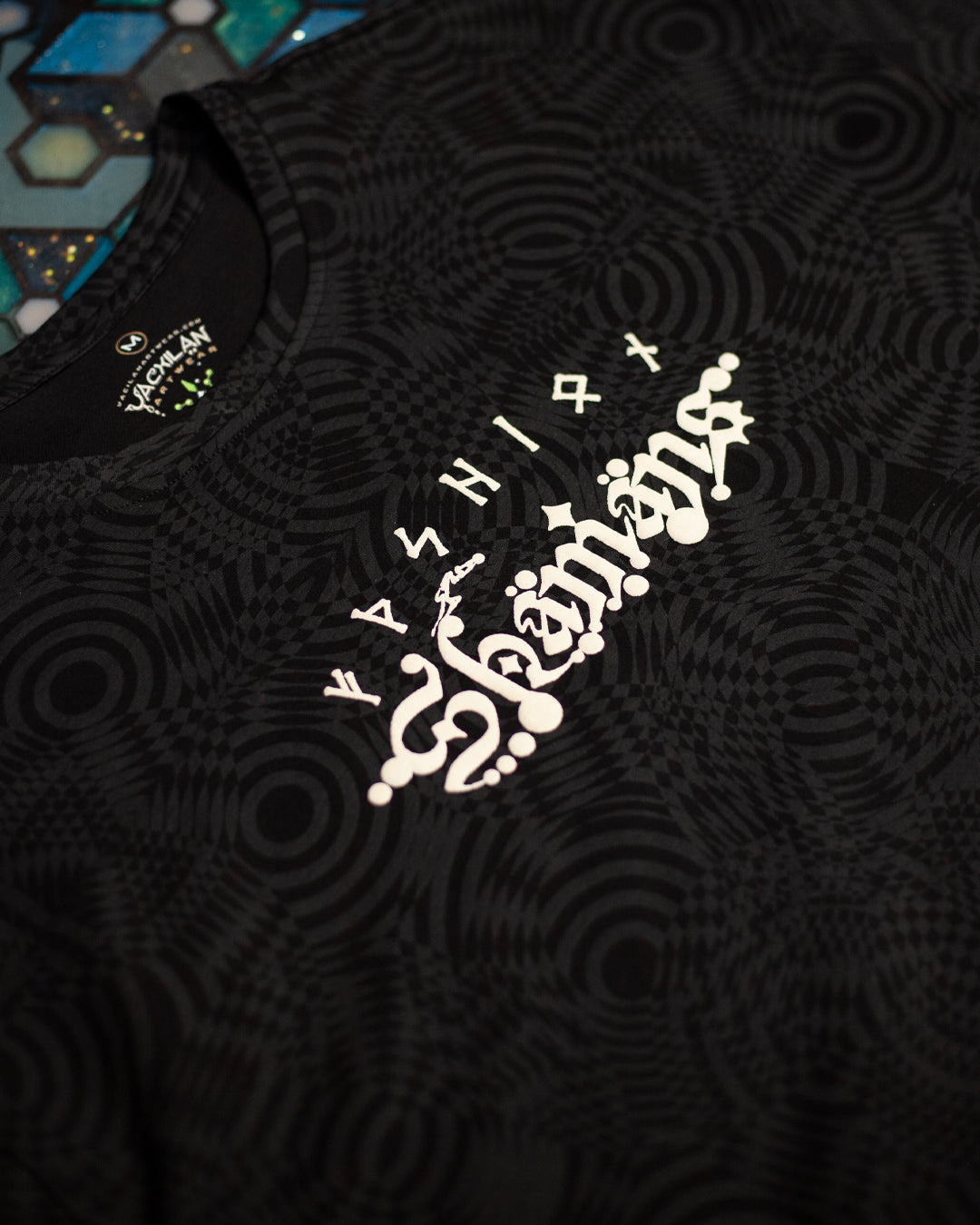T-Shirt Oversized Men / Black Cotton Shinker - WIERD NOISES SHAMANS SMOKE White